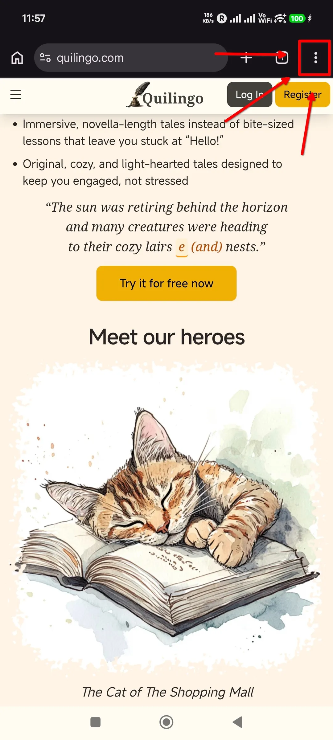 Step 1: Open the browser menu